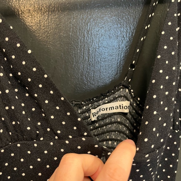 Reformation Elegant Black Polka Dot Dress - Picture 3 of 4